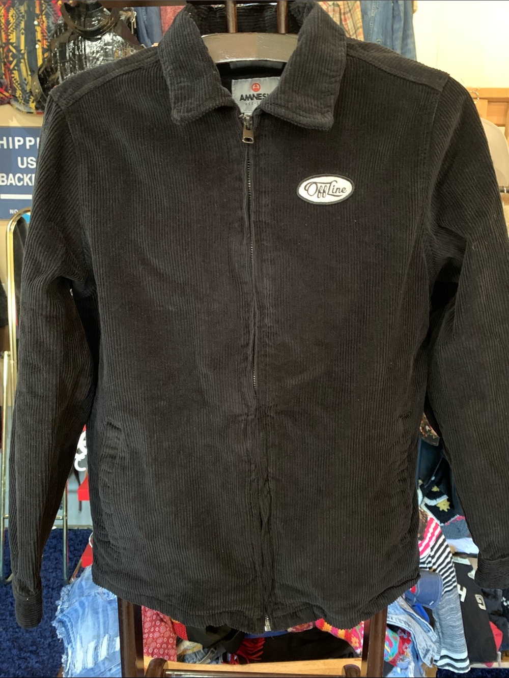 Black Corduroy Zip Jacket - Men